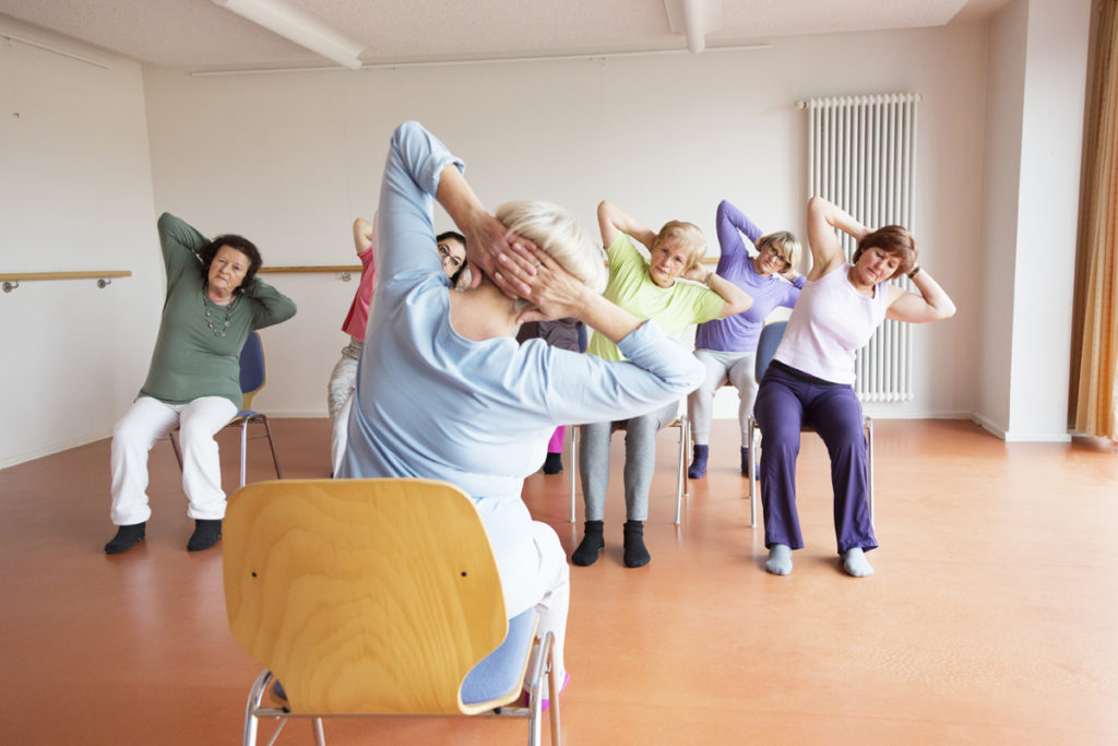 Seniors exercise class
